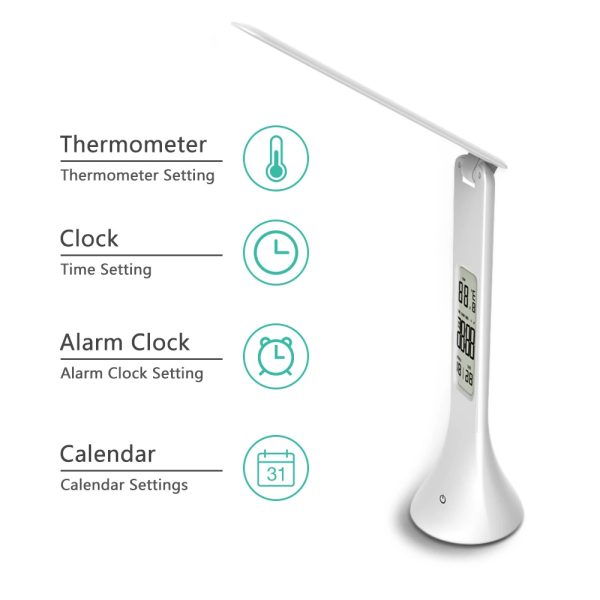 LED Mini Rechargeable Touch Dimmable Task Lamp with Clock- USB Charging_3