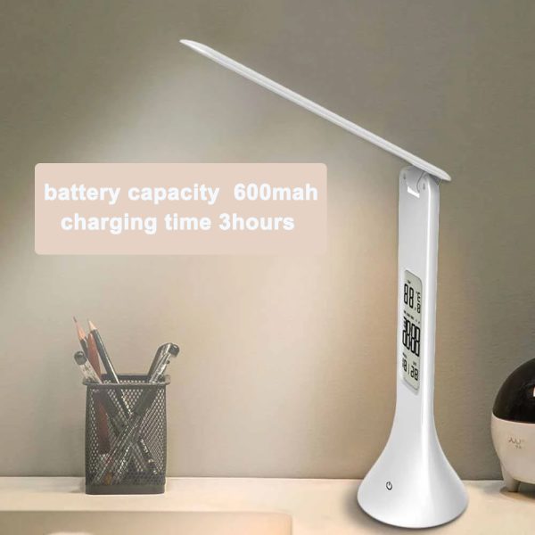 LED Mini Rechargeable Touch Dimmable Task Lamp with Clock- USB Charging_8