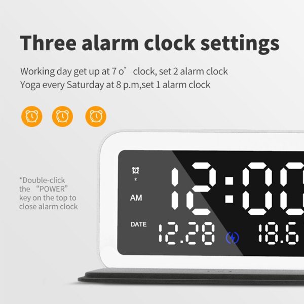 LED Digital Alarm Clock and Wireless Phone Charger- USB Powered_5