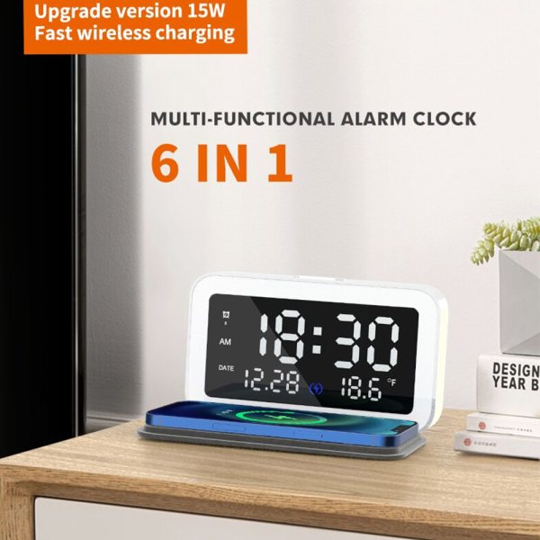 LED Digital Alarm Clock and Wireless Phone Charger- USB Powered_3