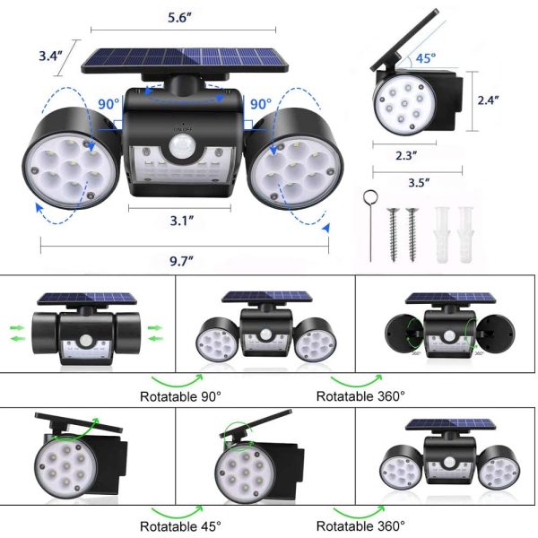PIR Motion Sensor Solar Powered Waterproof White LED Lights_3