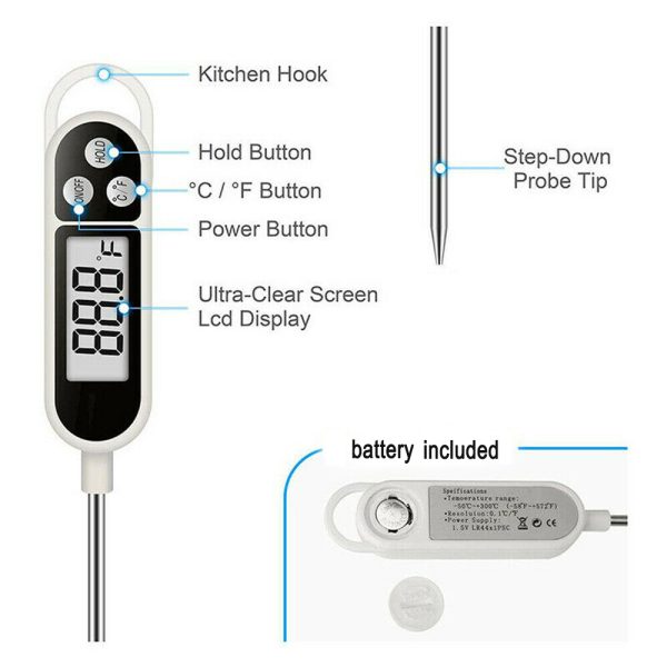 Instant Read Display Digital Food Meat Thermometer- Battery Powered_3