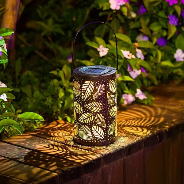 Outdoor Decorative Retro Leaf-Shadow Solar Powered Lantern_5