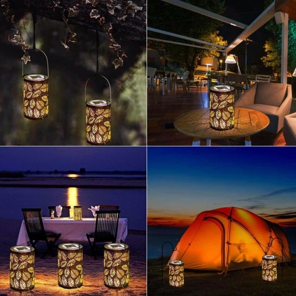 Outdoor Decorative Retro Leaf-Shadow Solar Powered Lantern_3