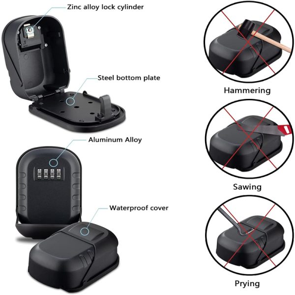 4 Digit Combination Wall Mounted Key Safe Box and Vault_5