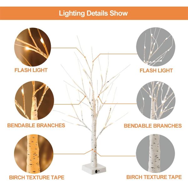 LED Illuminated Birch Tree for Home and Holiday Decoration- USB Charging_3