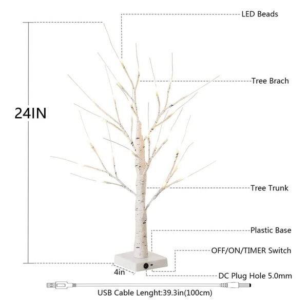 LED Illuminated Birch Tree for Home and Holiday Decoration- USB Charging_4