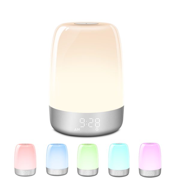 Dimmable Bedside Touch Night Light and Alarm Clock- USB Charging_0