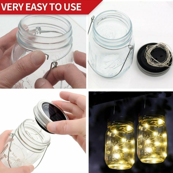 Solar Powered Mason Jar LED Decorative Fairy Lights Set_5