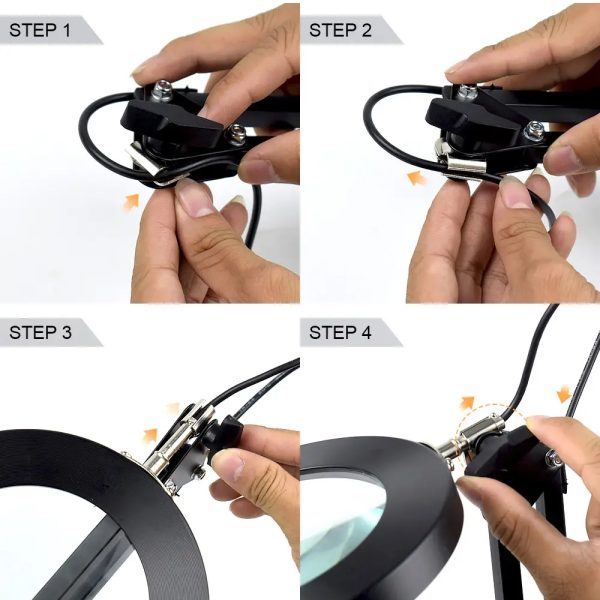 USB Interface Eye Protection LED Desk Magnifying Clip-on Lamp_4