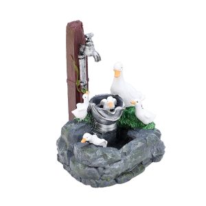 Solar Powered Mini Family Animal Decorative Water Fountain_0