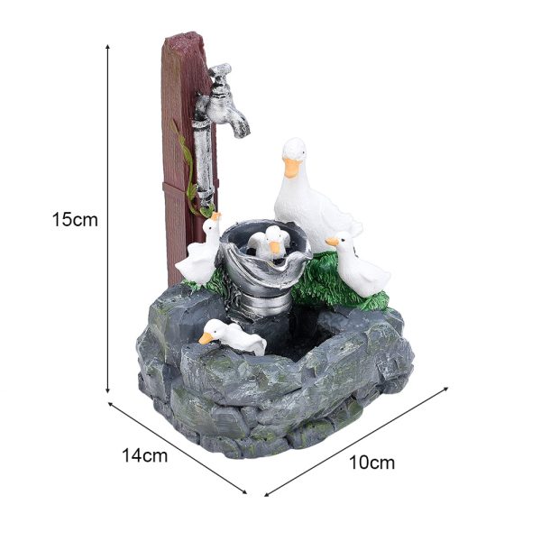 Solar Powered Mini Family Animal Decorative Water Fountain_5