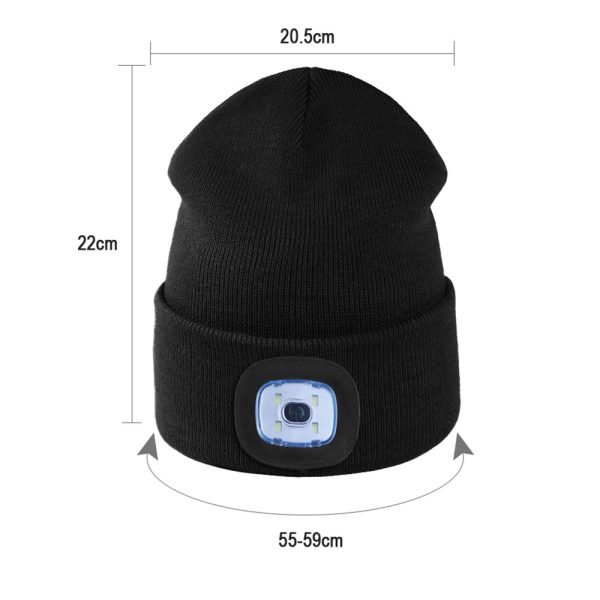 USB Rechargeable 4 LED Lighting Cap Knitted Beanie Hat_4