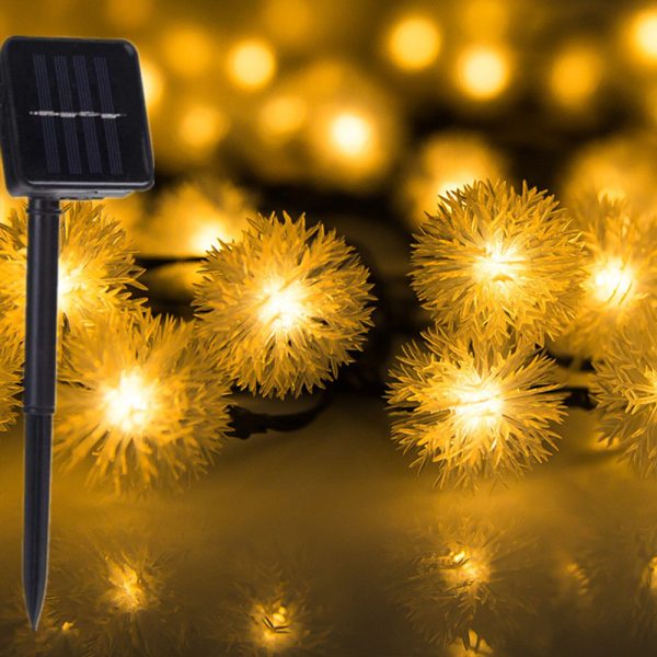 Solar Powered LED Dandelion Flower Pompom Lights_5