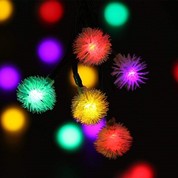 Solar Powered LED Dandelion Flower Pompom Lights_8