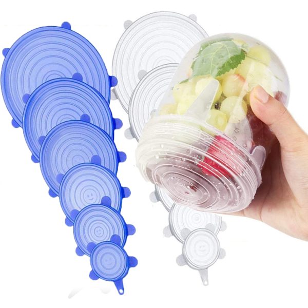 6/17 pcs Reusable Elastic Microwave Safe Silicone Food Lids_0