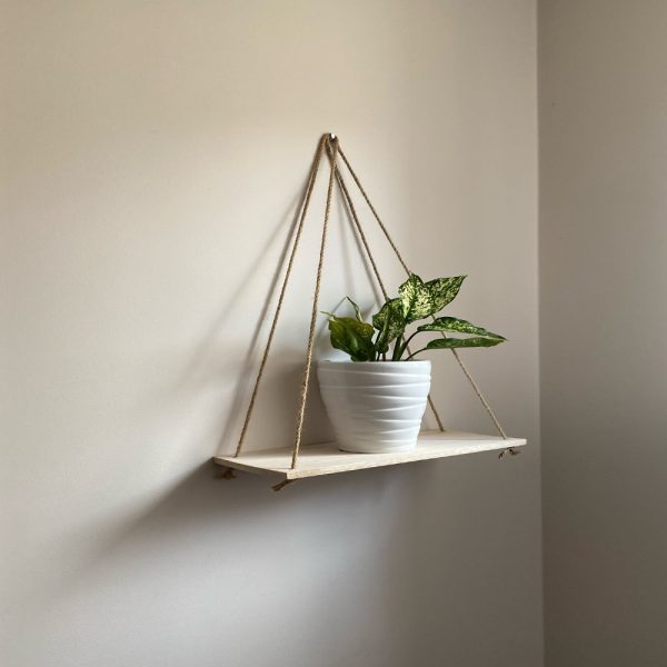 Rustic and Minimalist Hanging Wooden Corner Shelf_9