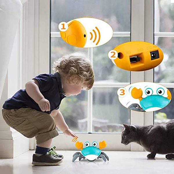 Crawling Crab Sensory Toy with Music and LED Light-USB Rechargeable_4