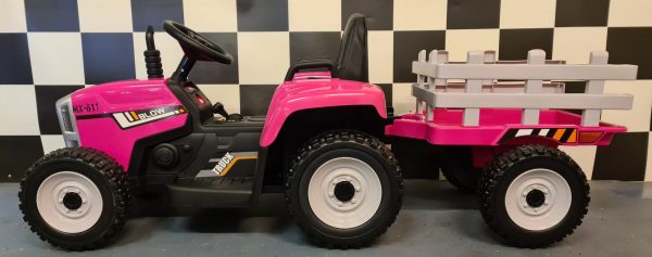 Children's tractor 12 volts with trailer pink - Image 4