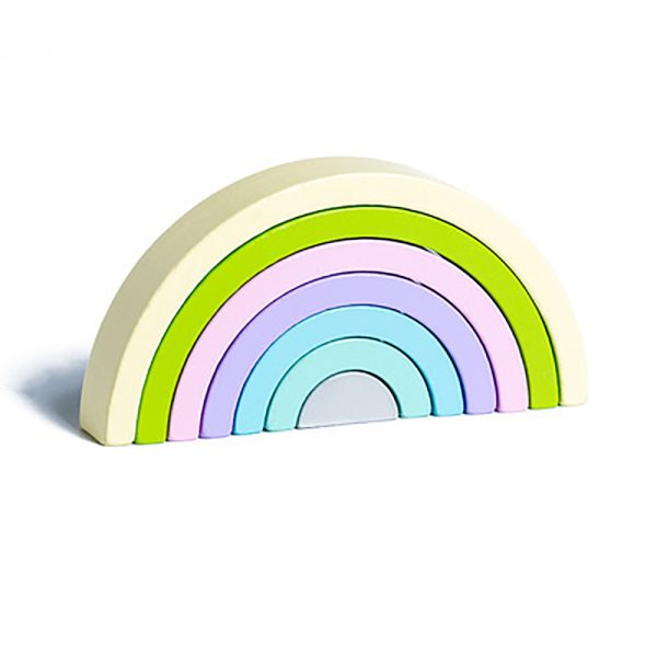 Wooden Rainbow Stacker Nesting Puzzle Blocks -Educational Toy_1