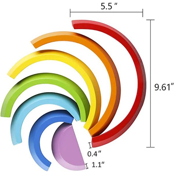 Wooden Rainbow Stacker Nesting Puzzle Blocks -Educational Toy_5