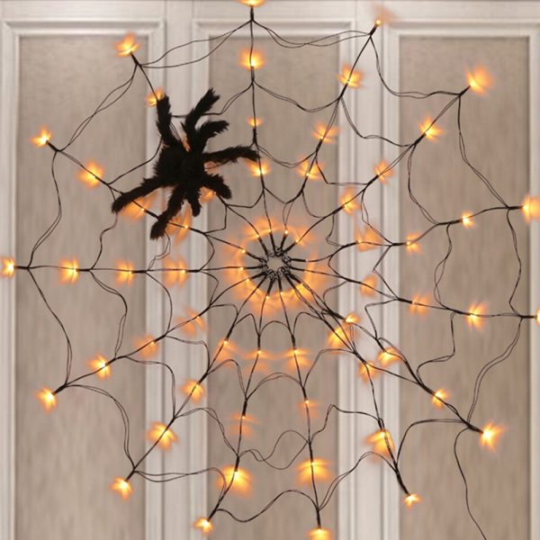 USB Interface LED Lighting Spider Web Halloween Decoration_3