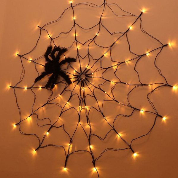 USB Interface LED Lighting Spider Web Halloween Decoration_4