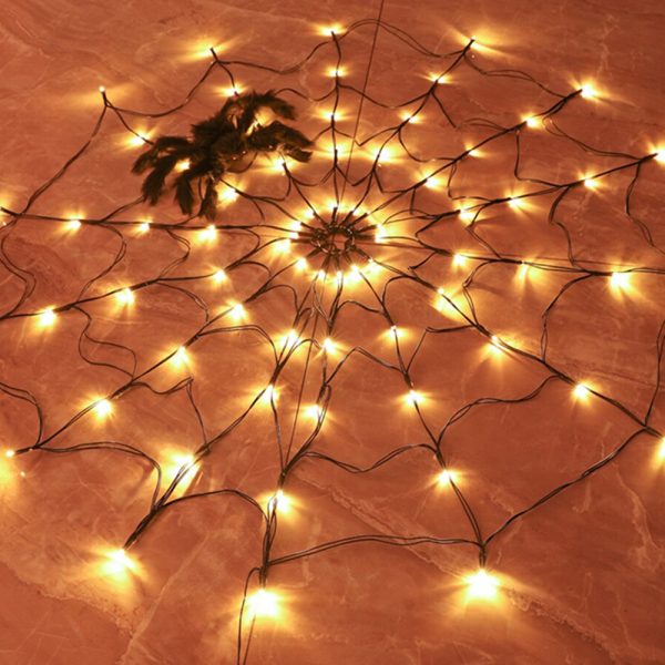 USB Interface LED Lighting Spider Web Halloween Decoration_6