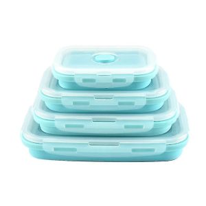 Collapsible Silicone Lunch Box Food Storage Container_0