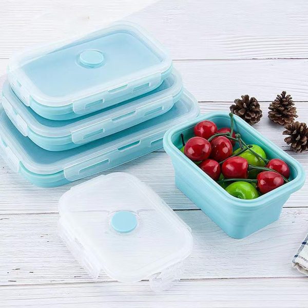 Collapsible Silicone Lunch Box Food Storage Container_9