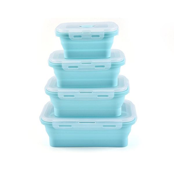 Collapsible Silicone Lunch Box Food Storage Container_5