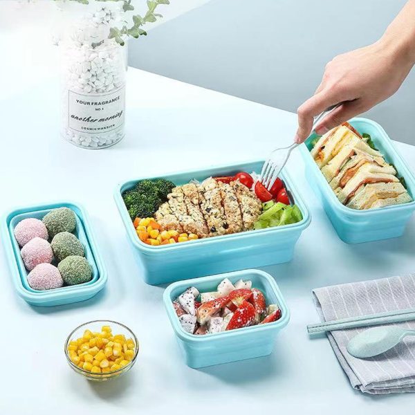 Collapsible Silicone Lunch Box Food Storage Container_7