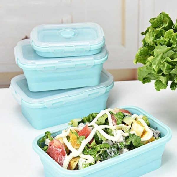 Collapsible Silicone Lunch Box Food Storage Container_8