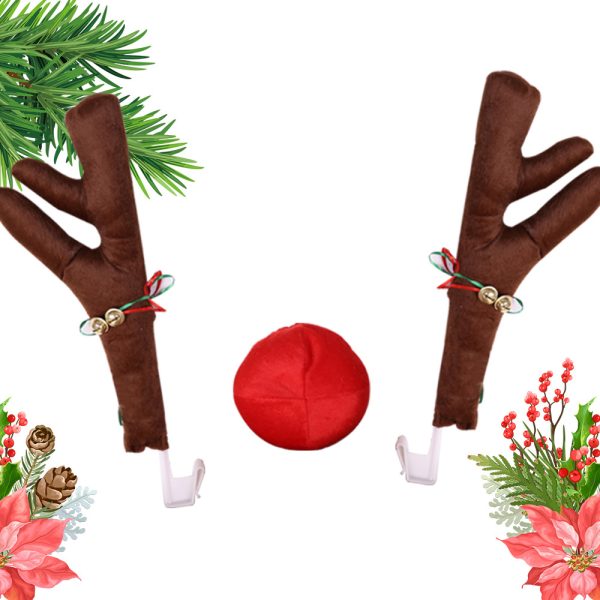 Antlers & Nose Sets Reindeer Elk Christmas Car Decoration_5