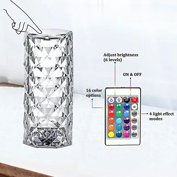 RGB Crystal Table Lamp with Remote Touch Control Crystal Lamp - USB Rechargeable_5