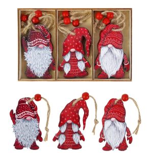 Christmas Wooden Gnome Ornaments Cute Hanging Pendants_0