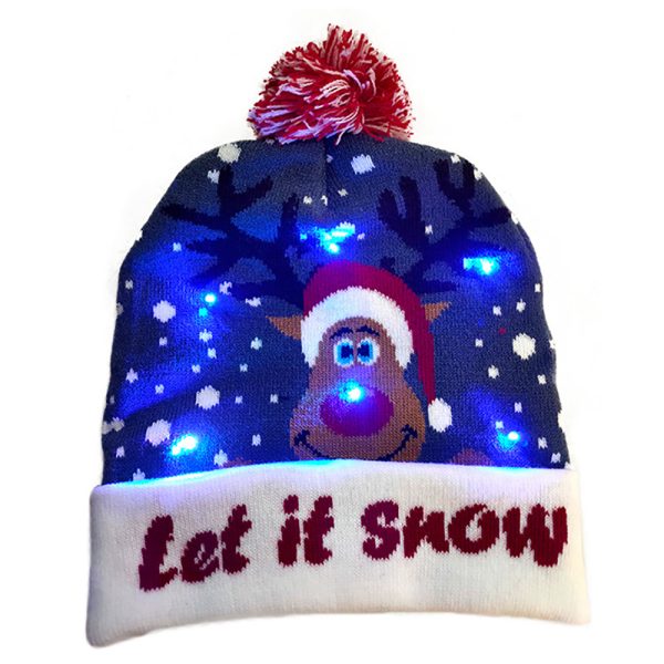 LED Christmas Theme Xmas Beanie Knitted Hat - Battery Operated_1