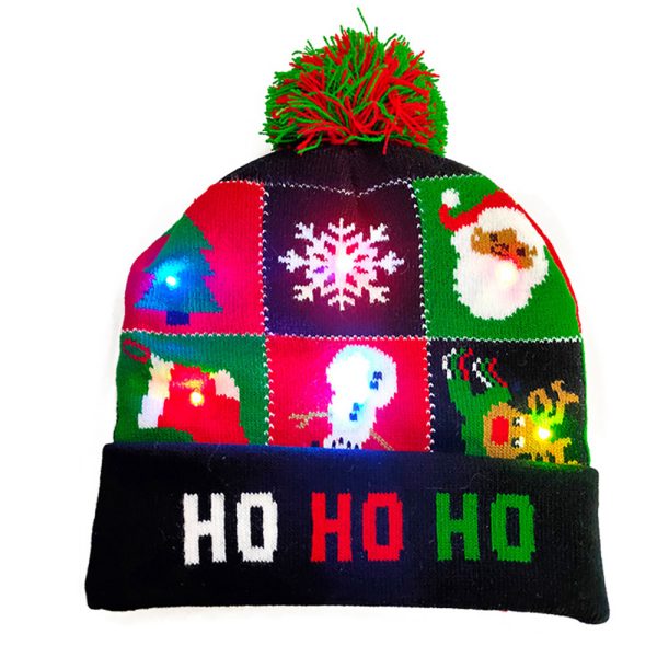 LED Christmas Theme Xmas Beanie Knitted Hat - Battery Operated_3