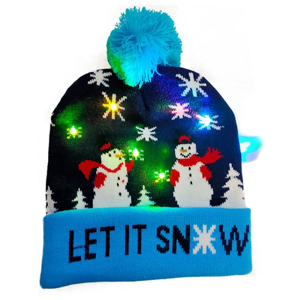 LED Christmas Theme Xmas Beanie Knitted Hat - Battery Operated_4