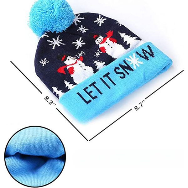 LED Christmas Theme Xmas Beanie Knitted Hat - Battery Operated_5