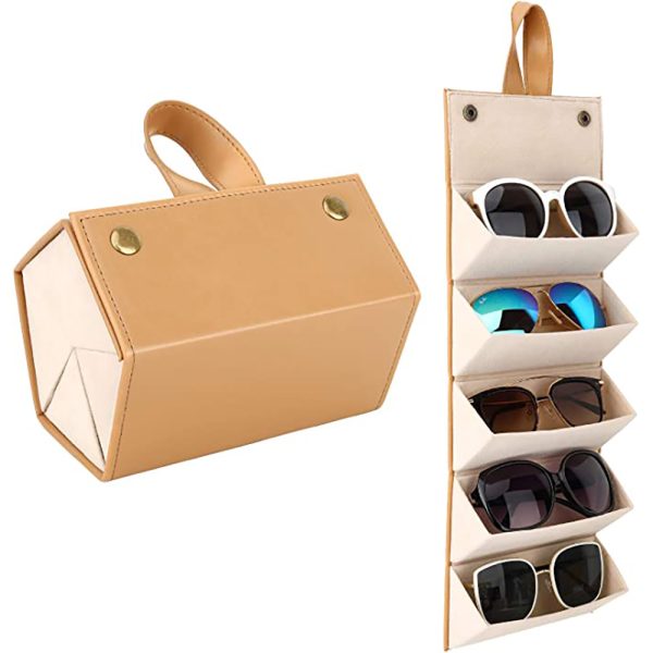 Foldable Sunglasses Organizer Case with 5 Slots Travel Glasses Box_3