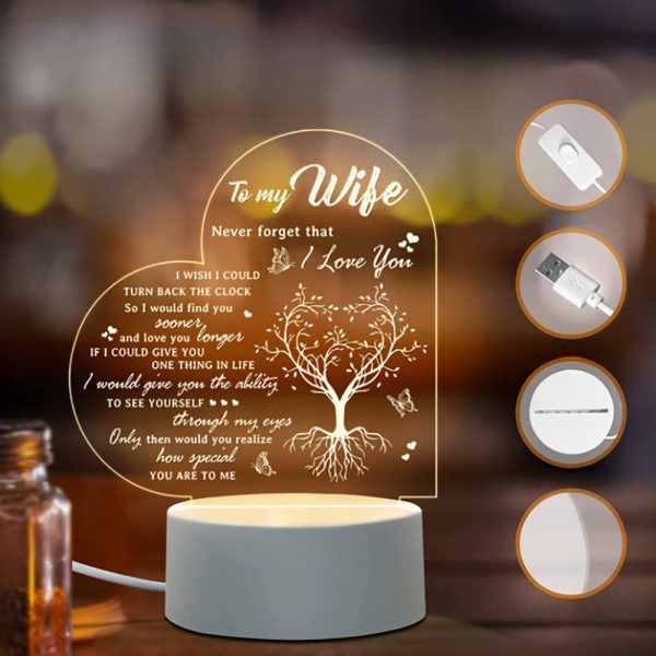 Love Expressing Acrylic Night Light Ideal Gift for Wife - USB Plugged In_1