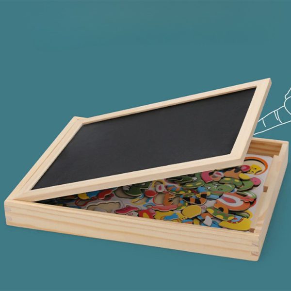 Wooden Educational Magnetic Double Sided Drawing Board For Kids Puzzle Toy_7