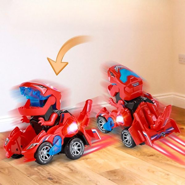 2 IN 1 Automatic Transforming Dinosaur Toy Car with LED Light and Music- Battery Operated_3