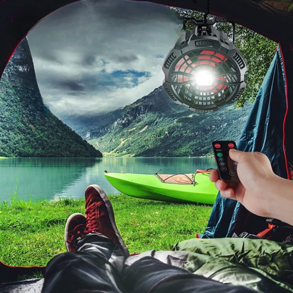 Portable Remote Control Camping Fan with Light - USB Rechargeable_8