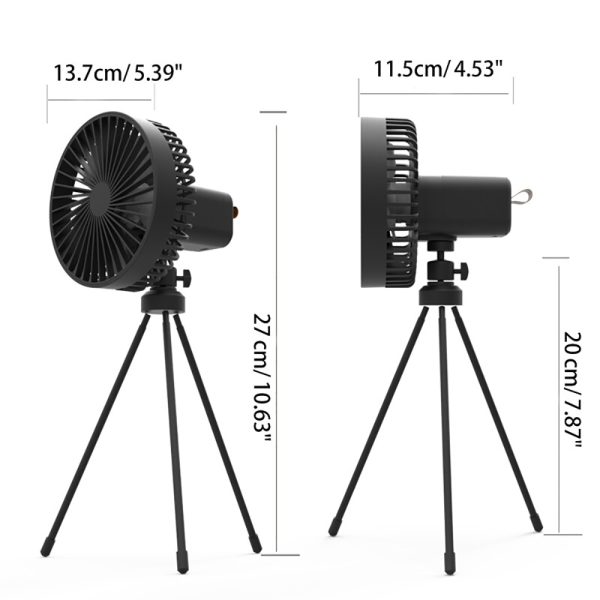 Portable Tripod Desk Fan with LED Night Light- USB Rechargeable_3