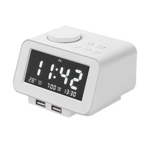 Brightness Adjustable LED Digital Alarm Clock Radio- USB Plugged in_0