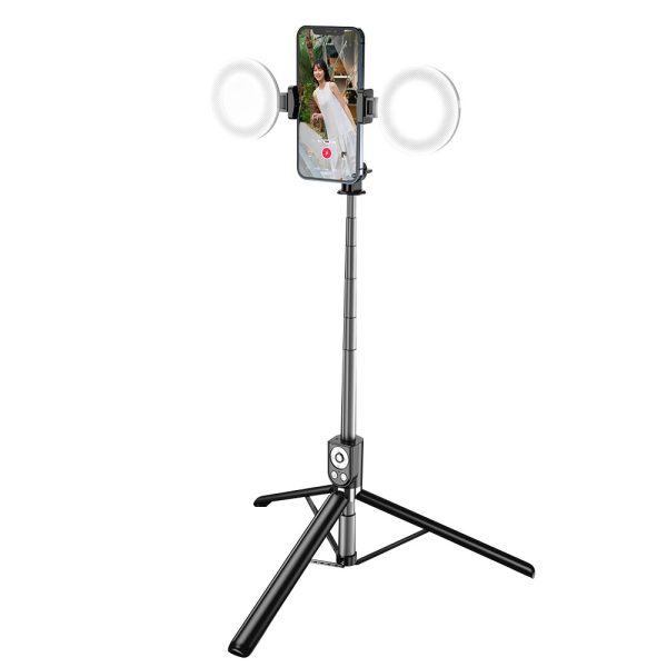 USB Charging Selfie Stick with Dimmable Double Fill Lamp_0