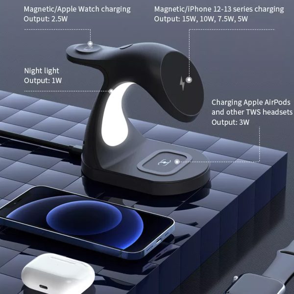 USB Powered 4 in 1 Wireless Magnetic Charger and Night Light_3