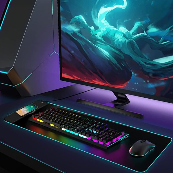 RGB Gaming Mouse Pad with 15W Fast Wireless Charging for Home & Office - USB Plugged In_6